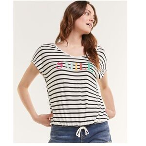 Reitman’s 𝅺Extended Sleeve Striped Tee with Front Tie Size 3x